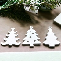 9er Set kleine Weihnachtsbaum Anhänger Silikon Gießform, Geschenkanhänger Raysin Gips Epoxidharz