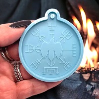 Wikinger Kompass Rabe Runen Silikon Gießform, Vegvisir Anhänger Silikonform Betonschmuck,