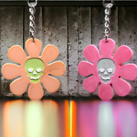 Totenkopf Blume Silikon Anhänger Gießform, 2er Set Schlüsselanhänger Epoxidharzform,