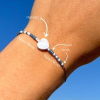 2er-Set Personalisiertes Morsecode Armband Namen Worte Perlmutt 4