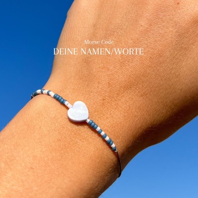 2er-Set Personalisiertes Morsecode Armband Namen Worte Perlmutt - 3 Varianten