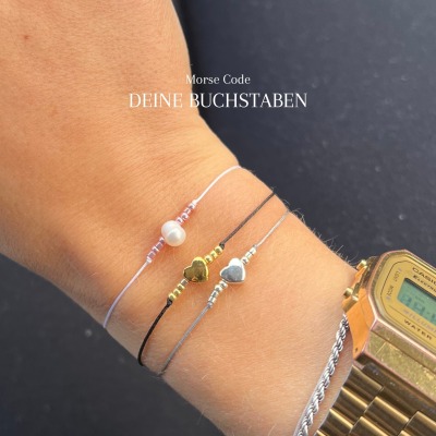 Personalisiertes Morsecode Armband 2 Buchstaben - 5 Varianten