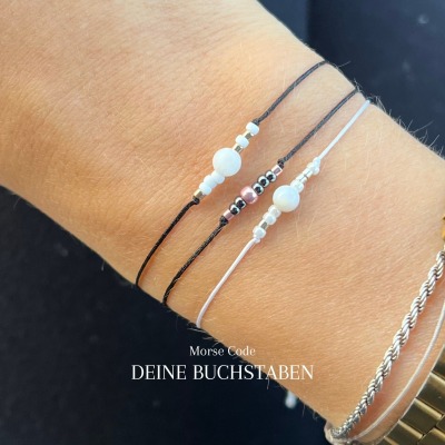 2er-Set Personalisiertes Morsecode Armband 2 Buchstaben - 9 Varianten