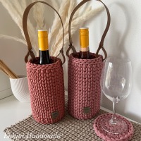 Geschenke-Set Gehäkelte Wein- und Sektflaschentasche 3