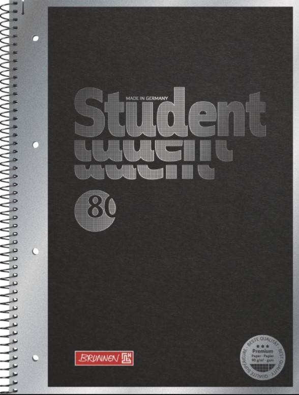 BRUNNEN Collegeblock Premium DIN A4 Student Hardwired Lineatur 28, 80 Blatt - 90g/m