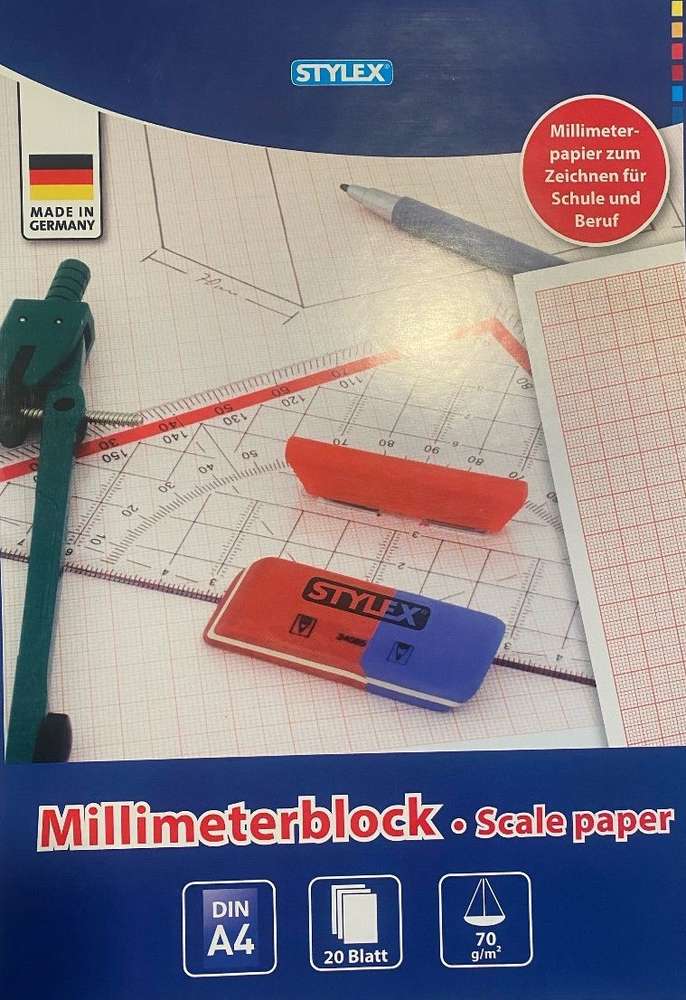 Millimeterblock, Din A4, 20 Blatt