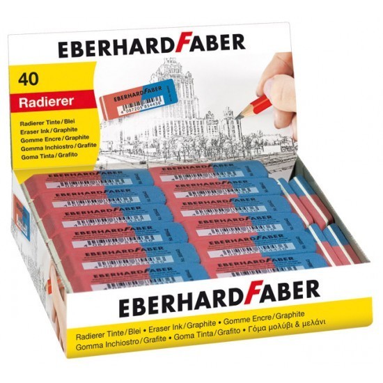 Eberhard Faber/Pelikan Kautschuk Radierer rot/blau
