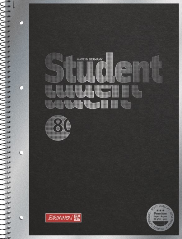 BRUNNEN Collegeblock Premium DIN A4 Student Hardwired Lineatur 27, 80 Blatt - 90g/m