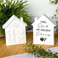 Einzigartiges Dekohaus aus Keramik mit Spruch - Perfektes Einzugsgeschenk oder Home Deko für dein Z