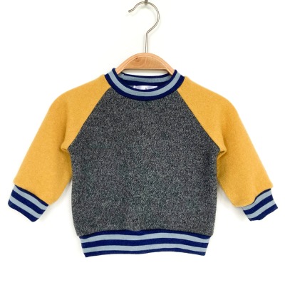 Pullover Größe 68/74 - 80% Kaschmir 15% Wolle 5% Seide grau gelb blau