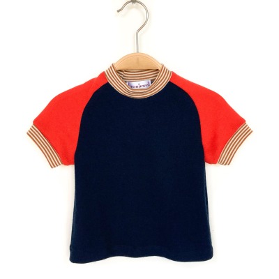 T-Shirt 86 - 75% Kaschmir 23% Wolle 2% Seide dunkelblau rot braun