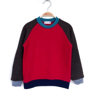 Pullover 110 - 95% Kaschmir 5% Wolle rot braun blau