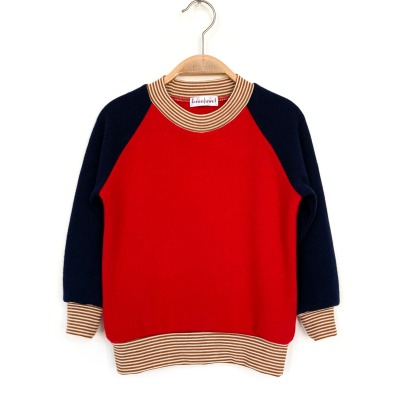 Pullover 104 - 85% Kaschmir 10% Wolle 5% Seide rot blau braun