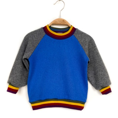 Pullover 80 - 80% Kaschmir 14% Wolle 6% Seide blau grau bunt