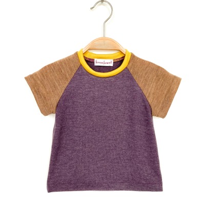 T-Shirt 86 - 75% Kaschmir 17% Wolle 8% Lyocell lila braun gelb