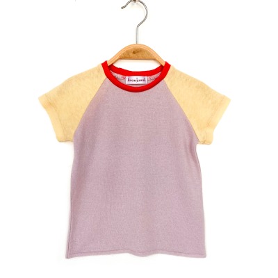 T-Shirt 92/98 - 95% Kaschmir 5% Wolle lila gelb rot