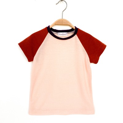 T-Shirt 104 - 100% Wolle rosa braun lila