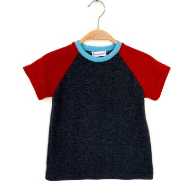 T-Shirt 116 - 75% Wolle 25% Kaschmir anthrazit ziegelrot hellblau