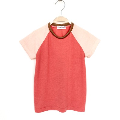 T-Shirt 116/122 - 100% Wolle rosa braun