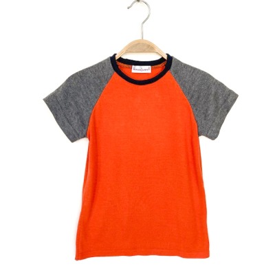 T-Shirt 128 - 75% Seide 20% Kaschmir 5% Wolle orange grau blau