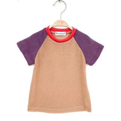 T-Shirt 86 - 55% Wolle 25% Kaschmir 20% Lyocell beige violett rot