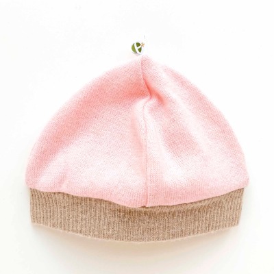 Mütze 1-4 Monate / KU 35-40 cm - 100% Kaschmir rosa braun