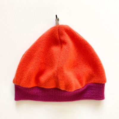Mütze 1-4 Monate / KU 35-40 cm - 100% Kaschmir orange pink