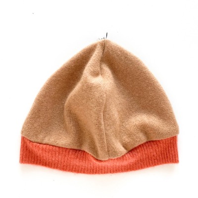 Mütze 3-10 Monate / KU 40-45 - 90% Wolle 10% Kaschmir braun orange