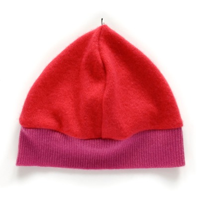 Mütze KU 50-52 - 100% Kaschmir korallenrot pink