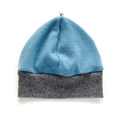 Mütze KU 45- 50 cm - 80% Kaschmir 20% Wolle blau grau