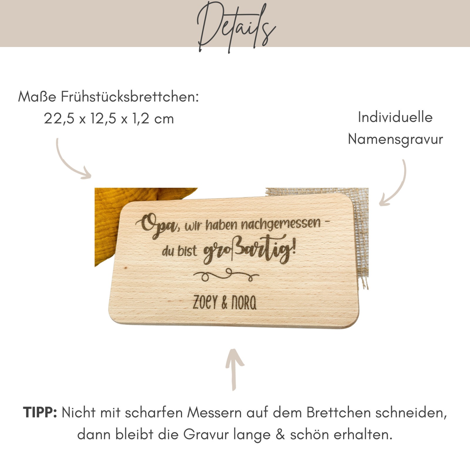 Frühstücksbrett Busenfreundin | Vesperbrett | Brotbrettchen | Echtholz Brettchen | personalisiert