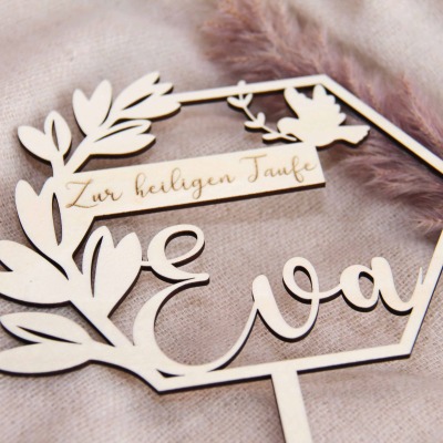 Caketopper zur heiligen Taufe personalisiert mit Name - llll Individuelle Caketopper zur heiligen