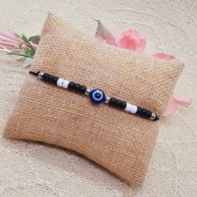 Evil Eye Perlen Armband schwarz weiss inkl. Glücksbringer Kärtchen