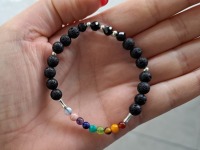 Chakra Lavastein Armband mit S925 Silberschmuck und facettiertem Turmalin, Geschenk für jeden Anlas