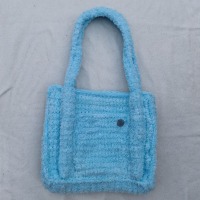 große bulky Häkeltasche, fertig gehäkelt, hellblaue kuschelig weiche Tasche als Geschenk, extra