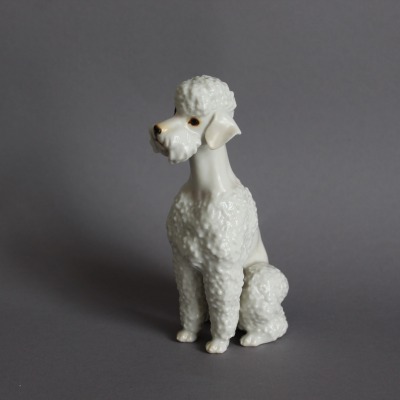 Hutschenreuther Porzellan Figur Pudel H 16cm Hund Sitzend Hans Achtziger