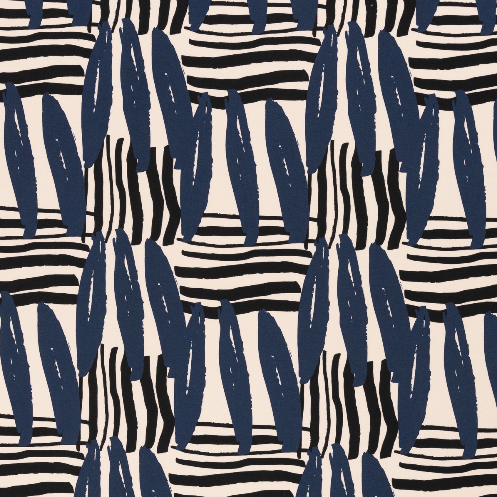 Jersey 17,40 EUR/m großes grafisches Muster creme jeansblau - Johanna Swafing - Stoffe Meterware 2