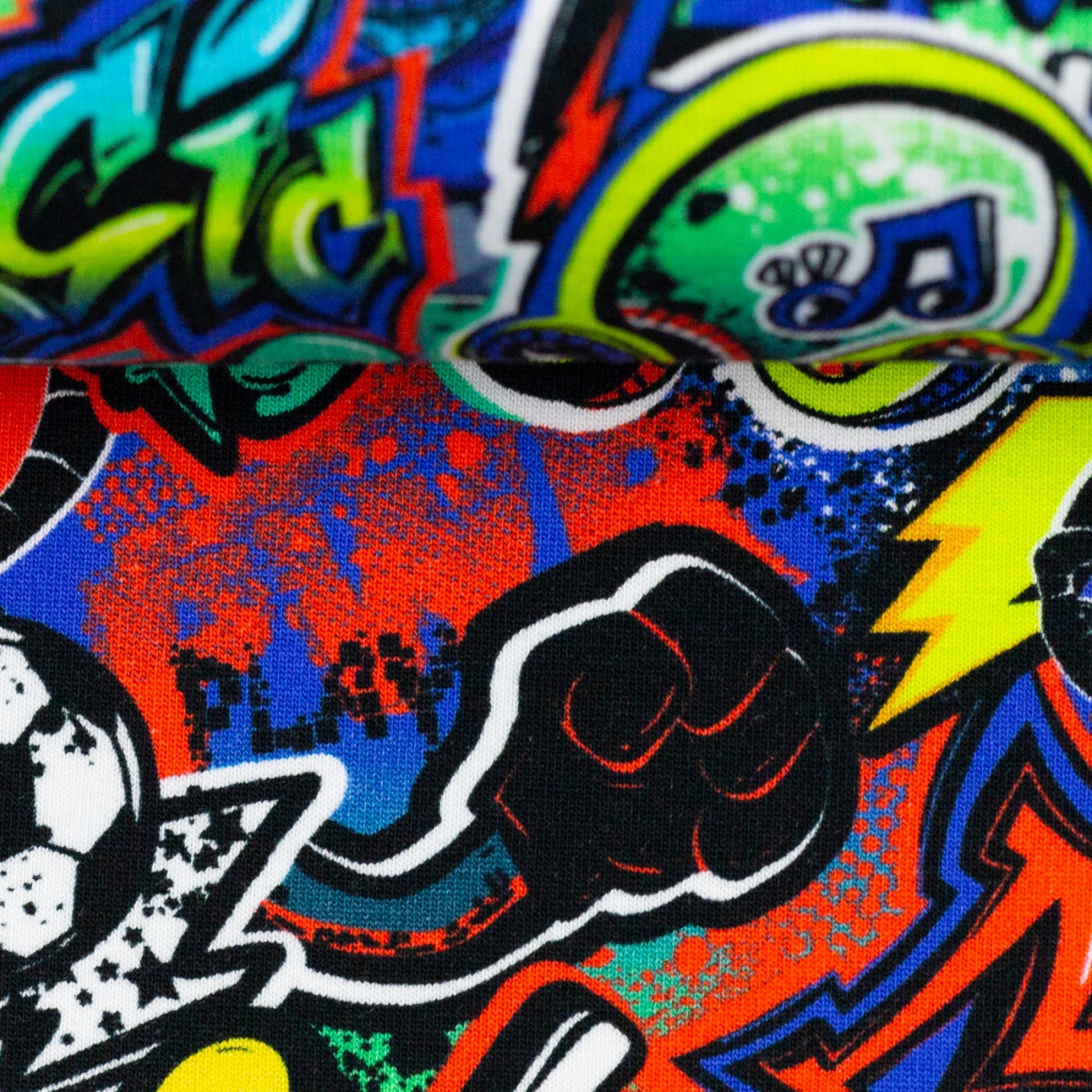 Sweat 1840 EUR/m Graffiti bunt Montreal Swafing Kinderstoff Jungen und Mädchen Stoffe Meterware 3