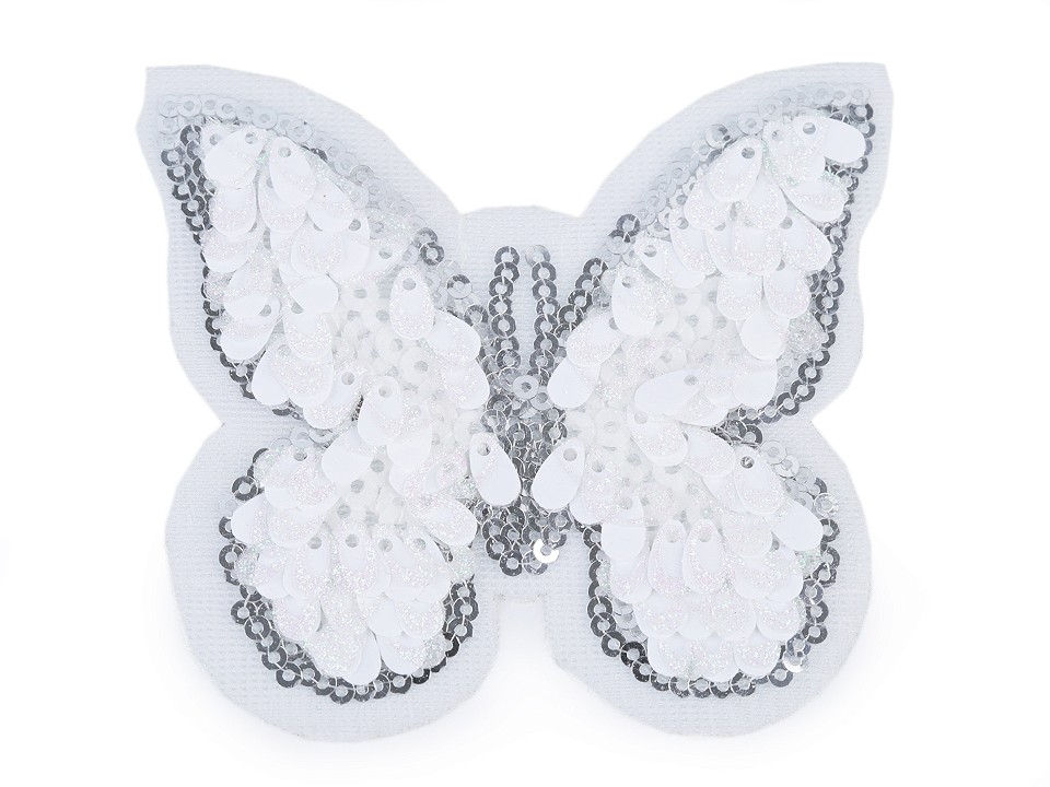 Aufbügler Schmetterling mit weißen Pailletten 250 EUR/Stück 75 x 85 cm groß 2