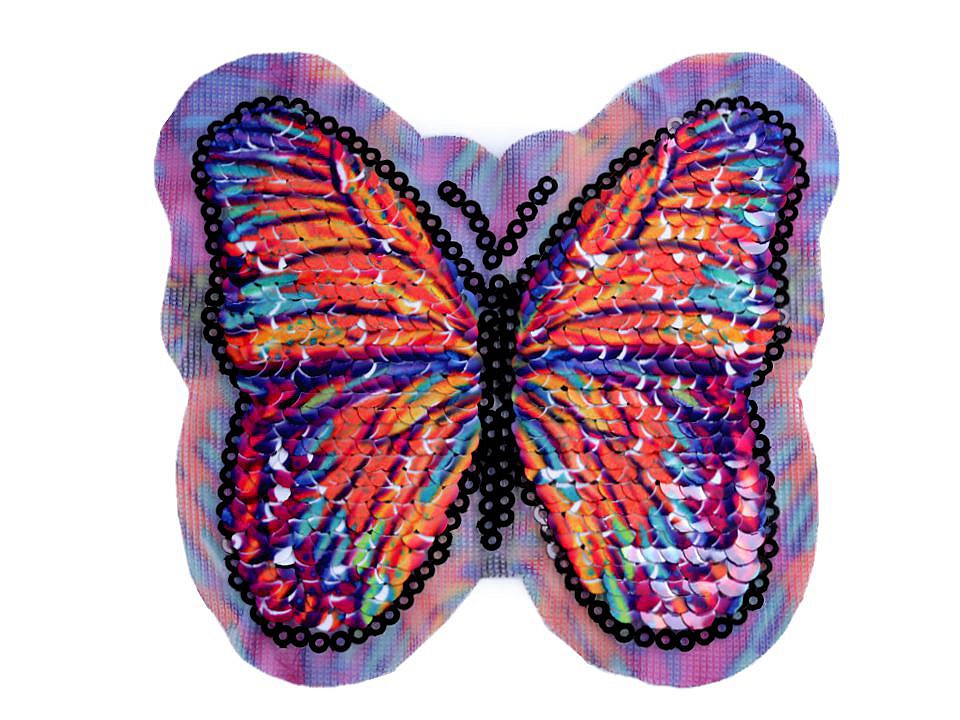 Aufbügler Schmetterling Wendepailletten Aufnäher Wechselpailletten orange 3 EUR/Stück ca 10 x 10 cm