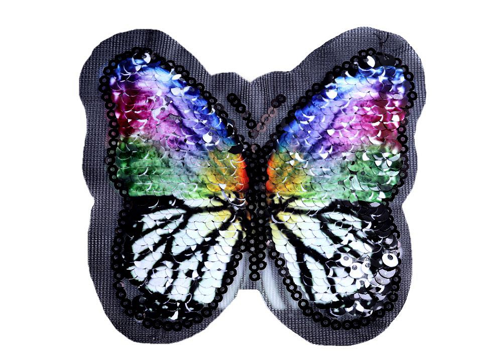 Aufbügler Schmetterling Wendepailletten Aufnäher Wechselpailletten schwarz bunt silber 3 EUR/Stück ca 10 x 10 cm
