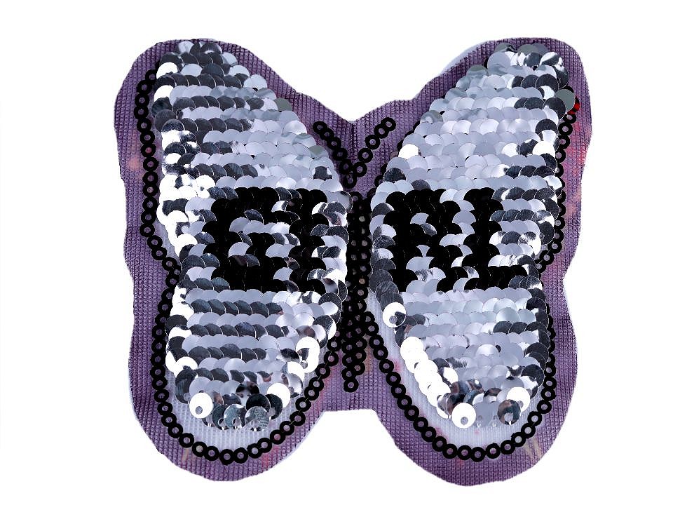Aufbügler Schmetterling Wendepailletten Aufnäher Wechselpailletten schwarz bunt silber 3 EUR/Stück ca 10 x 10 cm 2