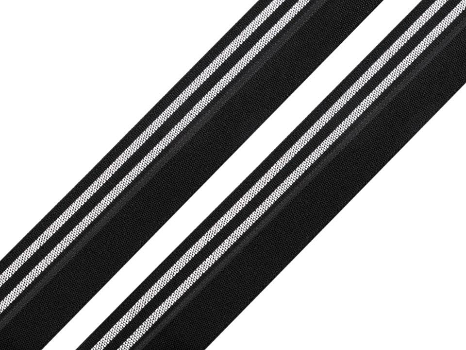 2 m Falzgummi 1,50 EUR/m, schwarz silber Streifen, 20 mm breit, Meterware 2