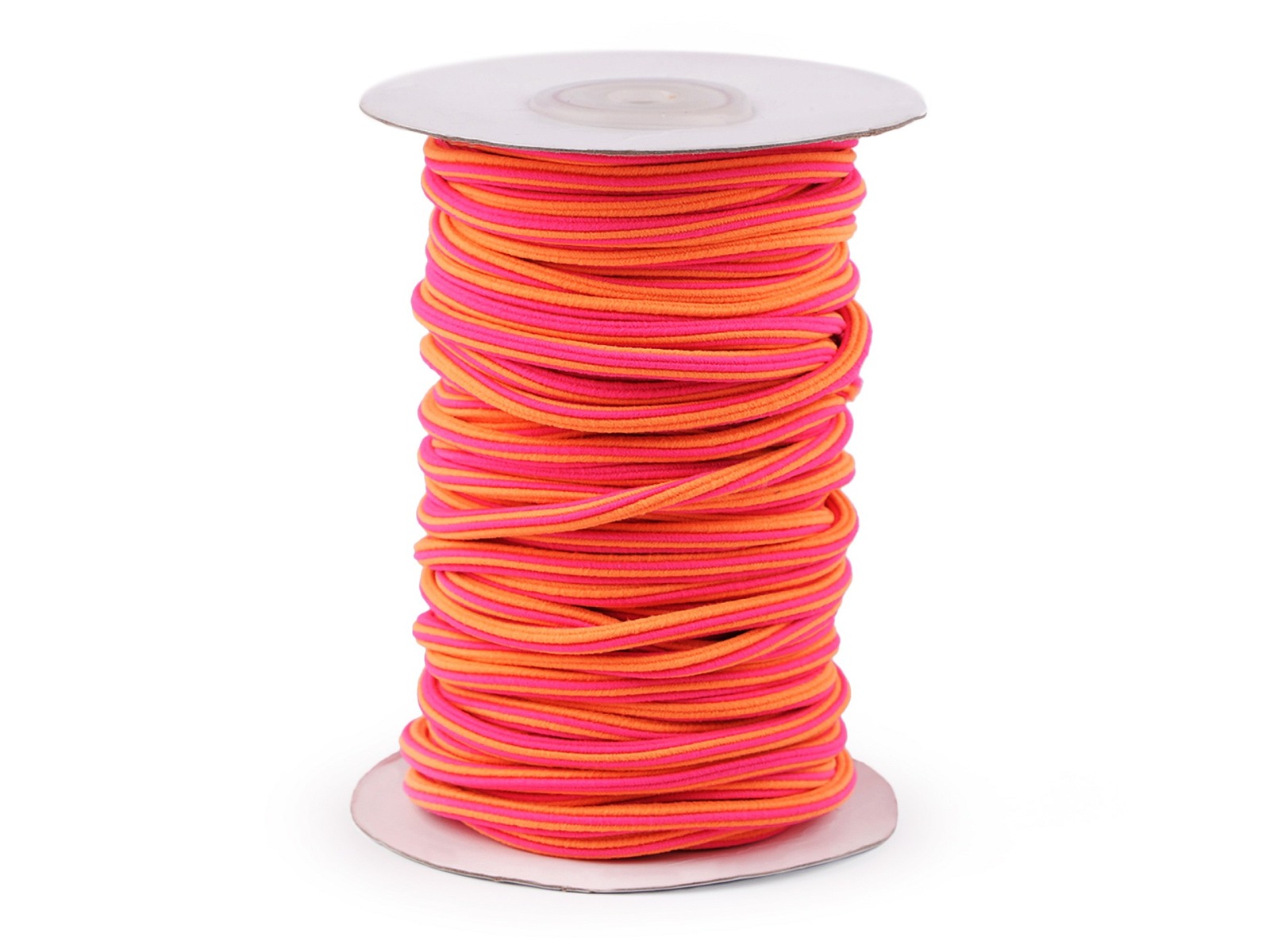 125 EUR/m - 2 m Gummi für Hoodies Kapuzen und Hosen - pink neon orange - Rundgummi 5 mm Durchmesser