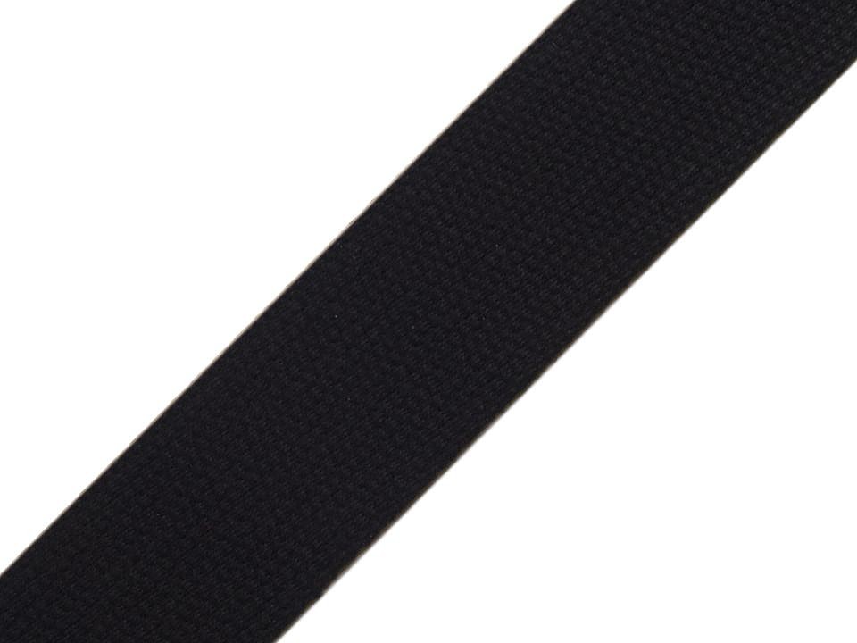 Gurtband 2,00 EUR/m, schwarz, Baumwolle, 3 cm breit, 1,4 cm stark - tschechische Herstellung - Meter