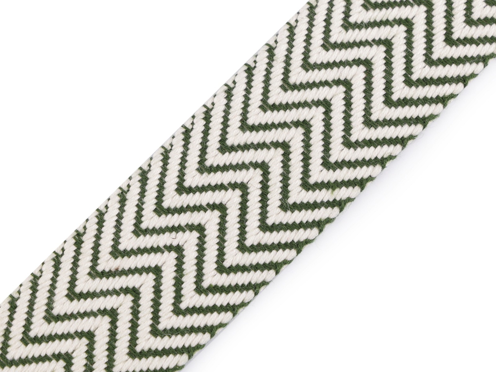 Gurtband 250 EUR/m Baumwolle beidseitig gemustert natur grün Zickzack 38 mm 1 Meter