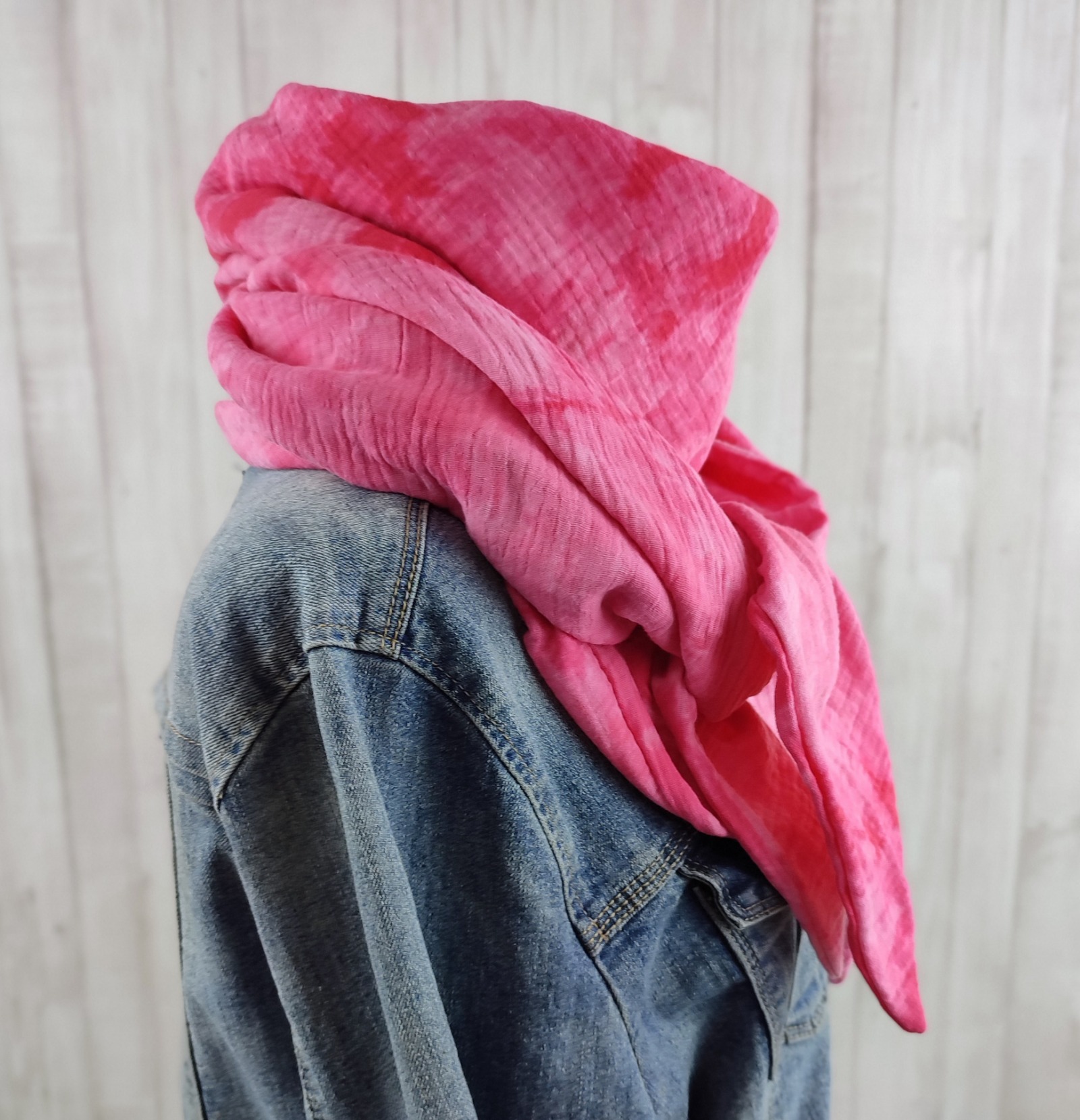 Tuch Dreieckstuch Musselin Damen Schal Batik pink rosa XXL Tuch aus Baumwolle Mamatuch 3