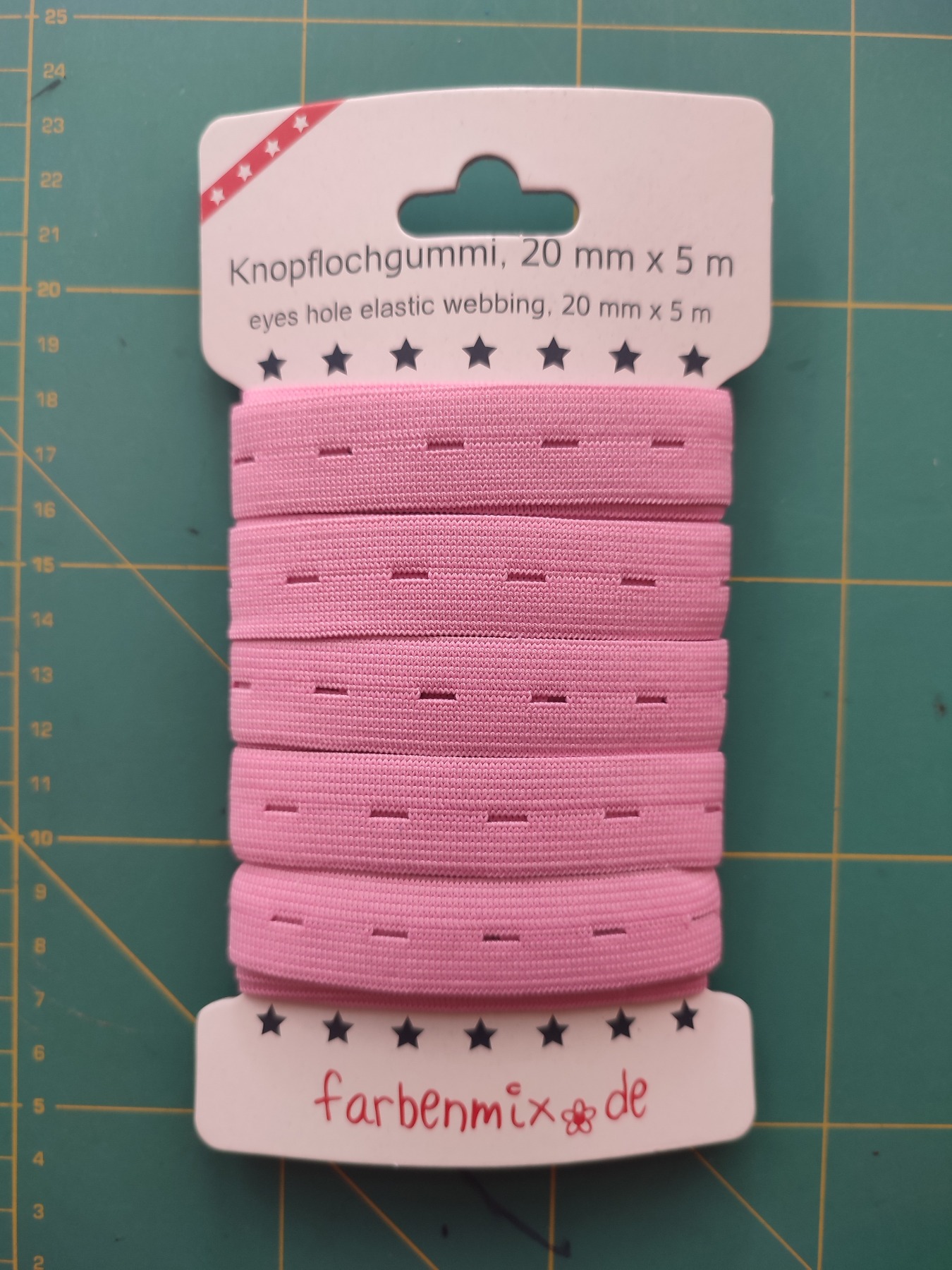 Knopflochgummiband von Farbenmix rosa 5 Meter, Gummiband Knopfloch, 0,98 EUR/m