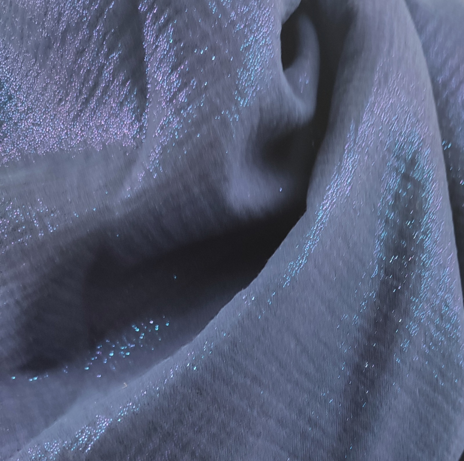 Tuch Dreieckstuch Musselin dunkelblau mit Glitzer, Schal für Damen, XXL Tuch aus Baumwolle,