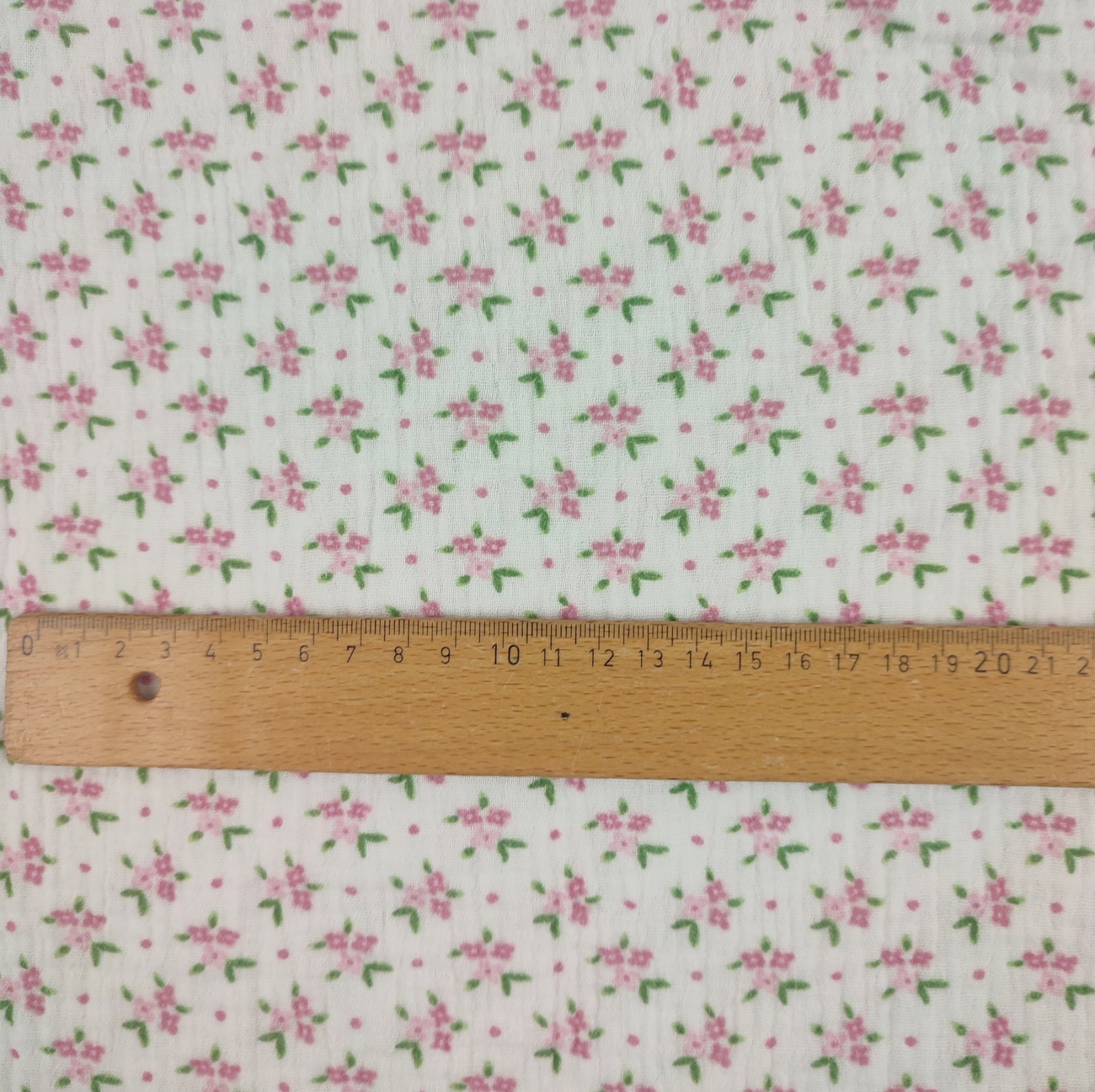 Musselin 13,20 EUR/m Druck - weiß mit kleinen Streublümchen in rosa - Stoff Meterware 3